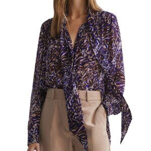 Reiss Purple and Brown Patterned Blouse